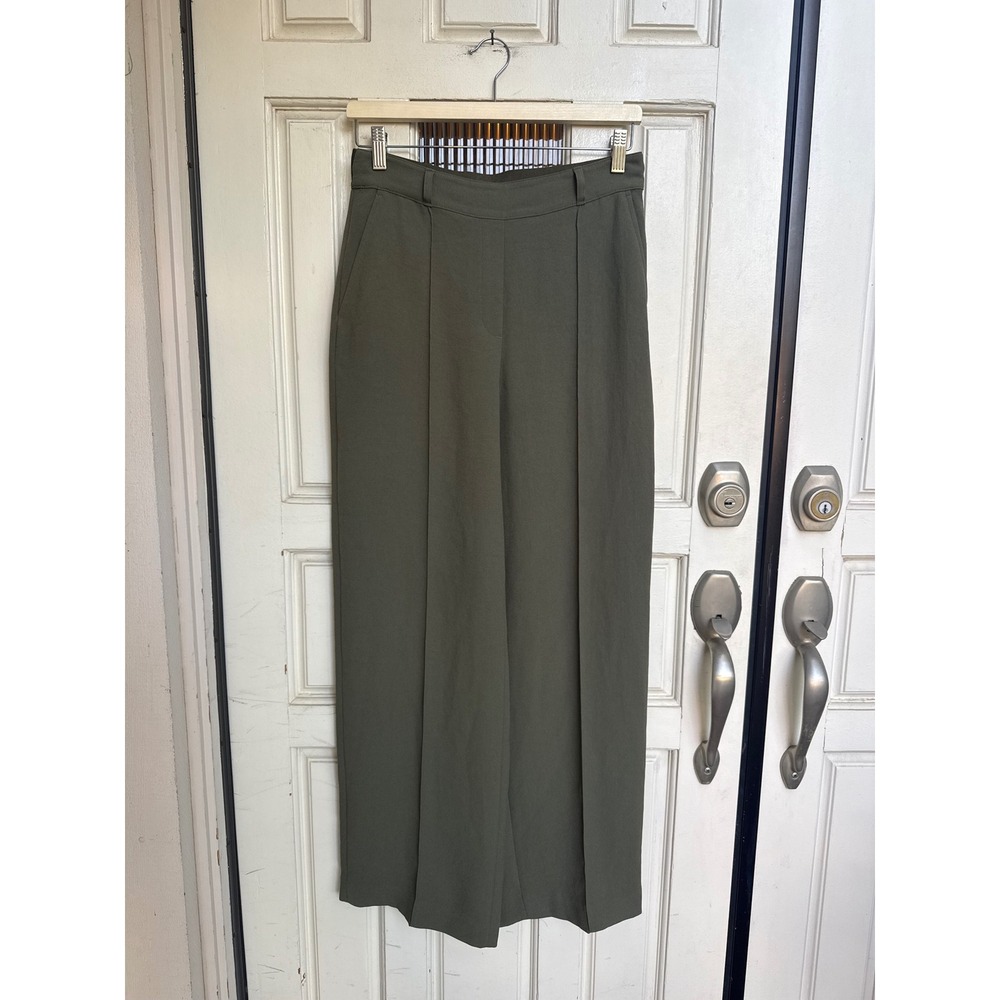 Spanx AirEssentials Olive Green Wide Leg Pintuck Pants High Rise Size Medium